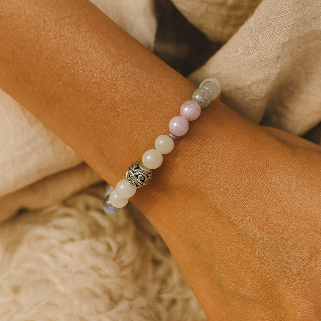 Bracelet Premium "Énergie Féminine" en Labradorite, Pierre de Lune & Kunzite